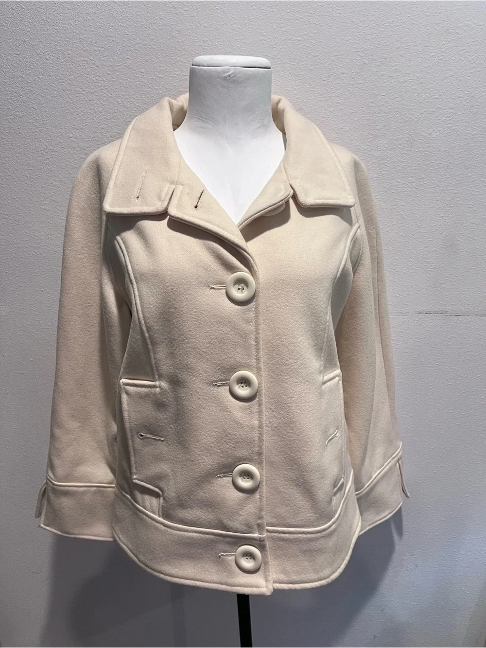Vintage Forever Creme Wool Pea Coat